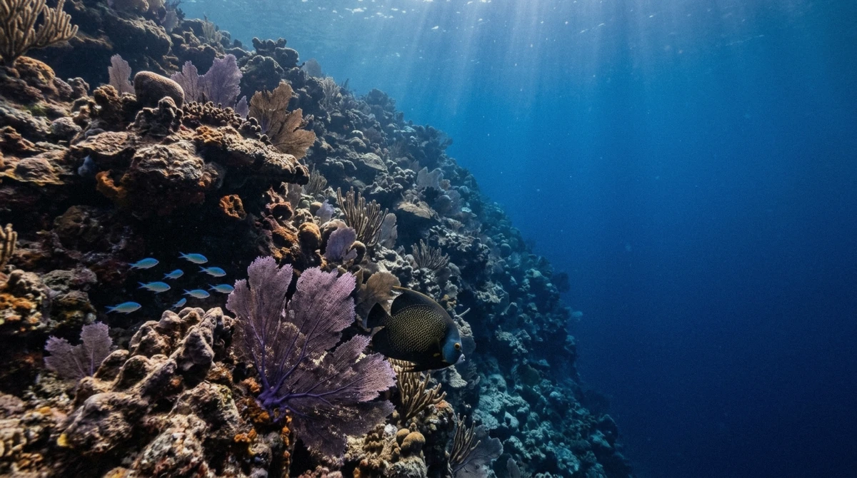 Coral wall and sea fans of Palancar reef inside the boundary of the Cozumel marine park, where the daily conservation fee applies